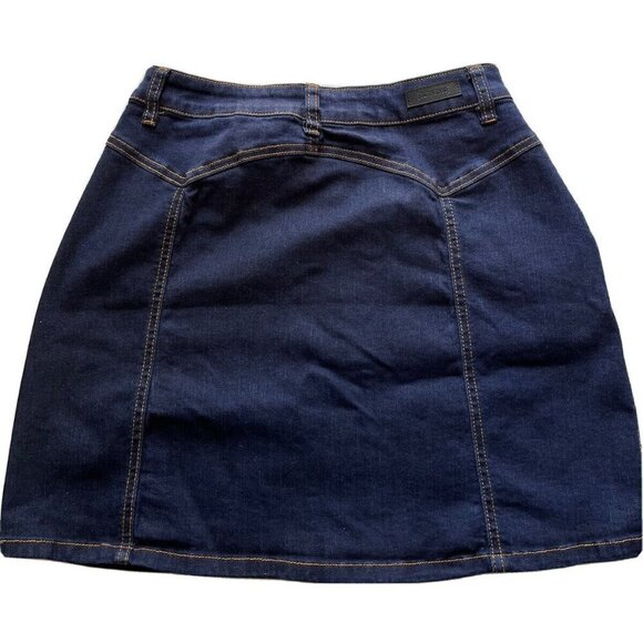 Blank NYC Womens Blue Denim Button Flared Mini Jean Skirt Size 28 - Picture 2 of 8